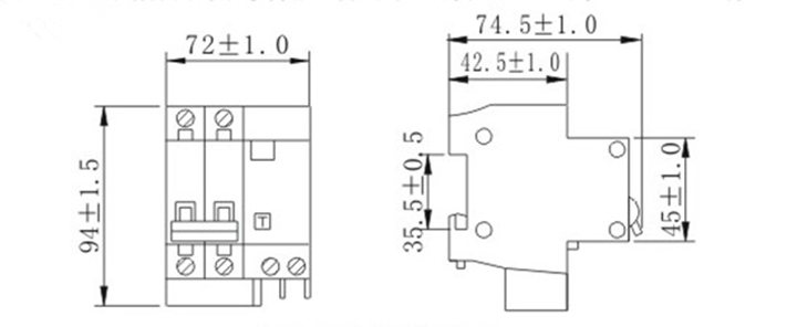 zkh1防火型漏电断路器安装尺寸